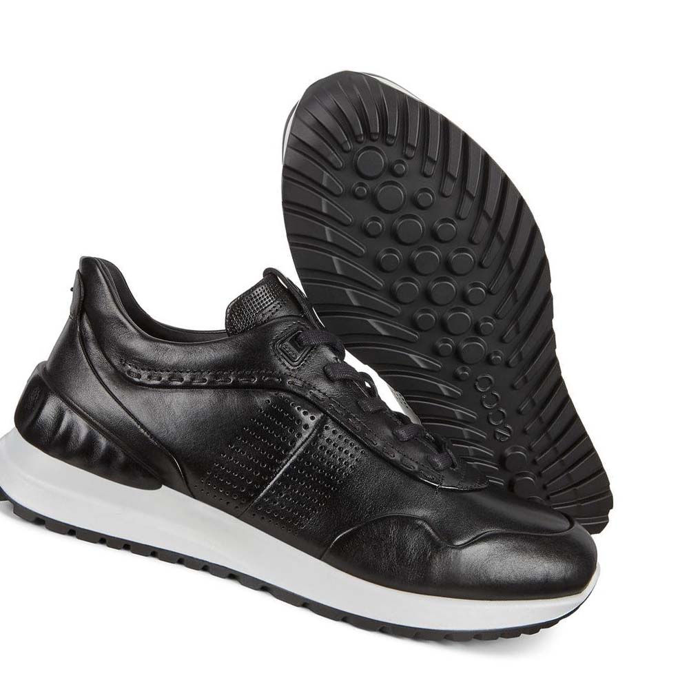 Men's Ecco Astir Embossed Sneakers Black | SG 596GSO